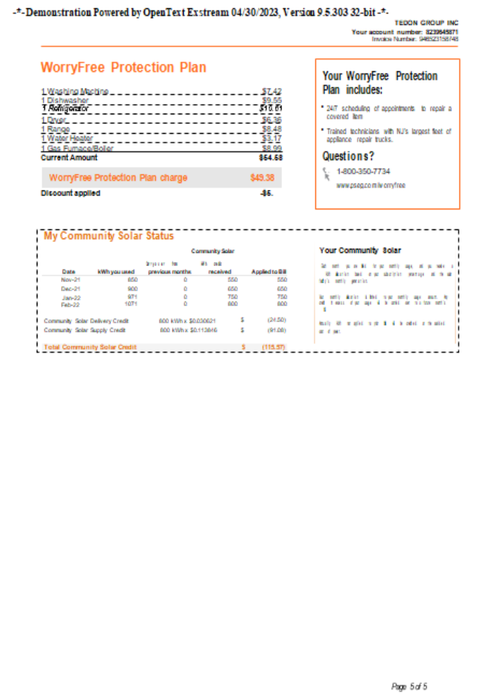 New York PSEG utility business bill, page 5. SCR PSD template